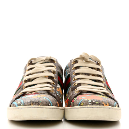 Gucci X DISNEY GG Supreme Monogram Web Donald Duck Womens Ace Sneakers 40 Beige New Acero Orange 2 of 8