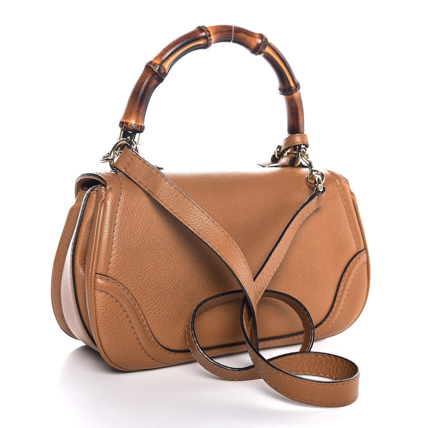 Calfskin Medium New Bamboo Top Handle Bag Tan
