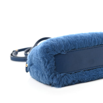 Fendi Shearling Shiny Nappa Micro Peekaboo Iconic Satchel Blue 8 of 9