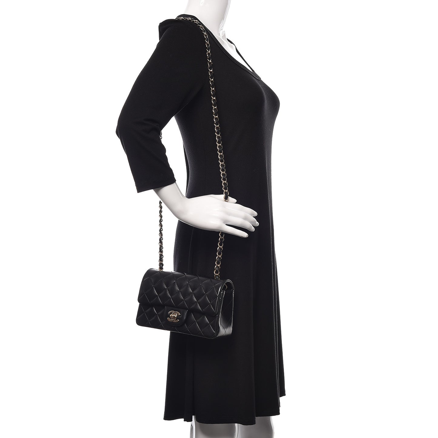 Lambskin Quilted Mini Rectangular Flap Black