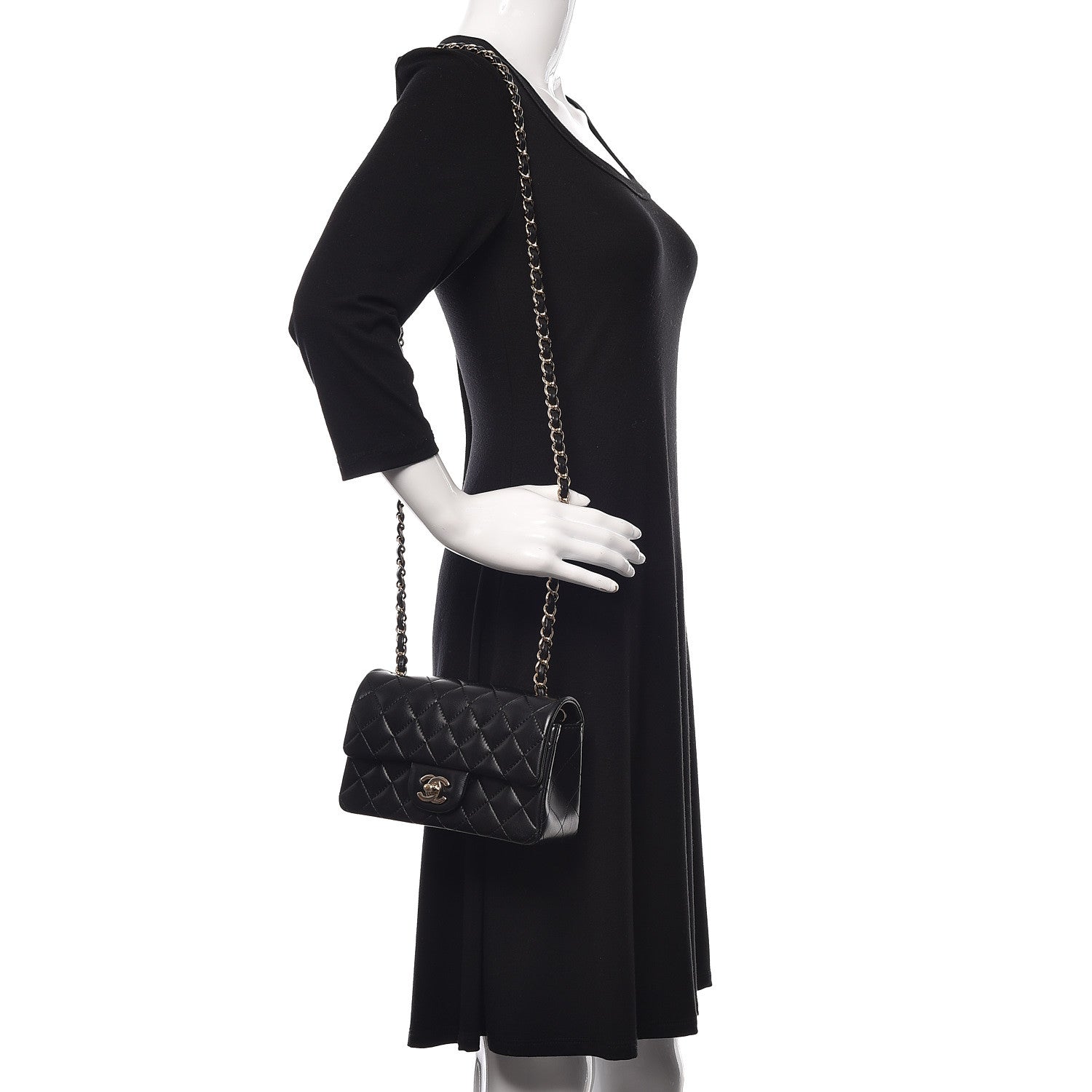 Chanel Lambskin Quilted Mini Rectangular Flap Black 2 of 11