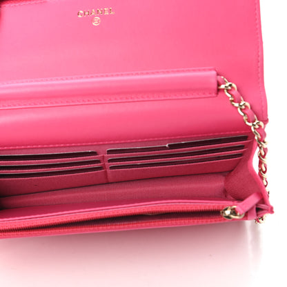 Chanel Lambskin Quilted Wallet On Chain WOC Pink 5 of 12