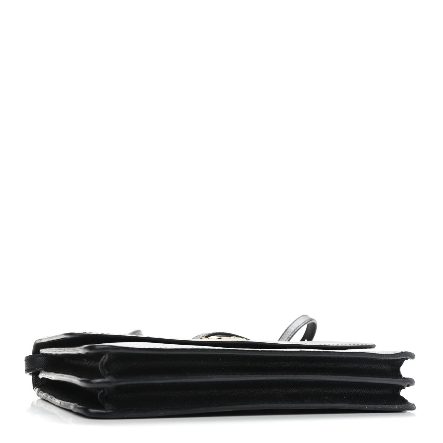 Saffiano Metal Flap Wallet With Strap Black