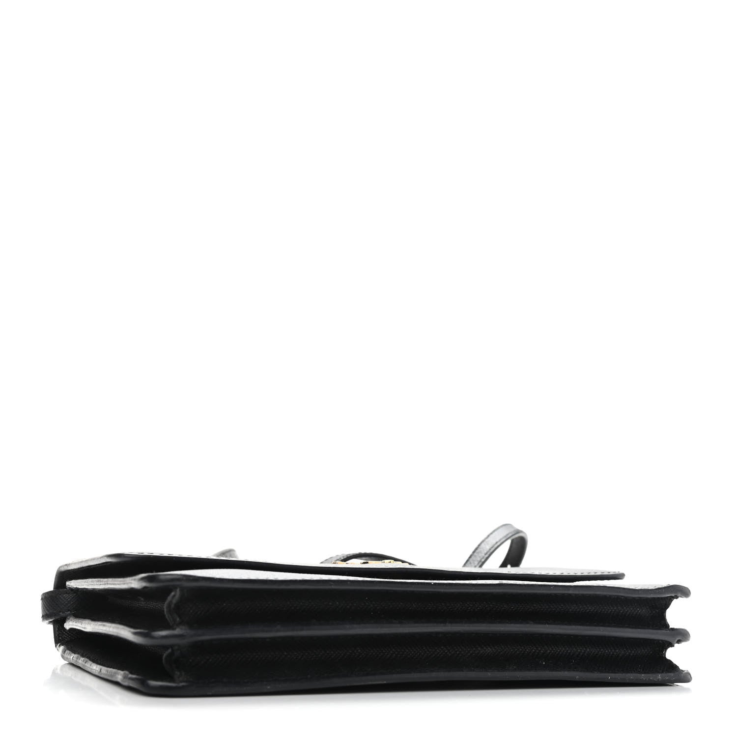 Prada Saffiano Metal Flap Wallet With Strap Black 4 of 9