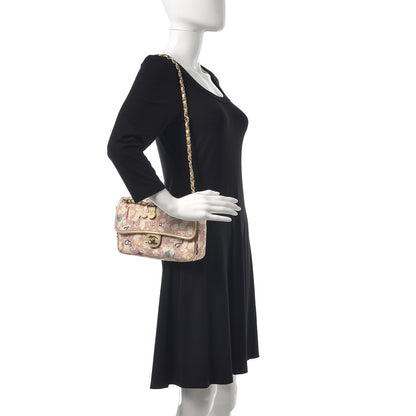 Chanel Canvas Printed Medium Single Flap Pink 2 of 8