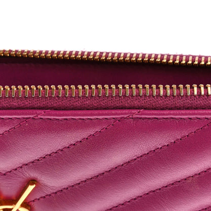 Saint Laurent Calfskin Matelasse Chevron Monogram Document Holder Dark Grape 11 of 14