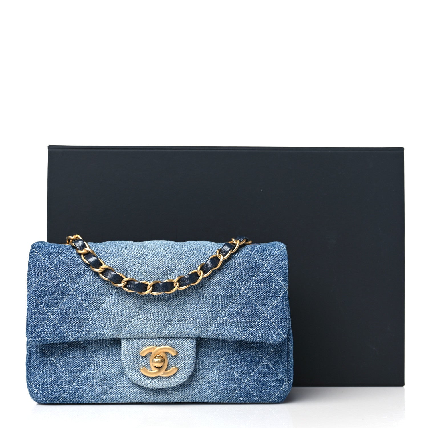 Chanel Washed Denim Quilted Mini Rectangular Flap Blue 11 of 11