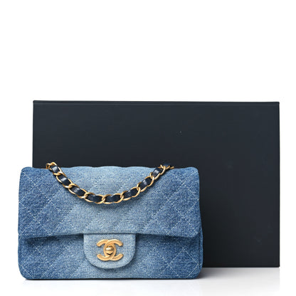 Chanel Washed Denim Quilted Mini Rectangular Flap Blue 11 of 11