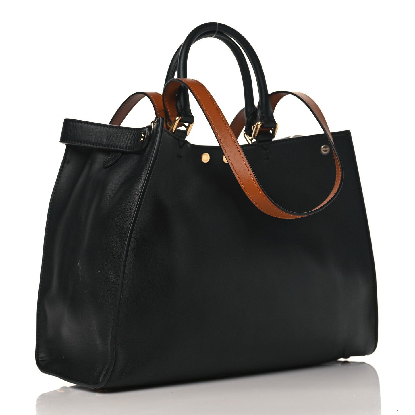 Vitello Seta Century Small Peekaboo X-Tote Black Brandy