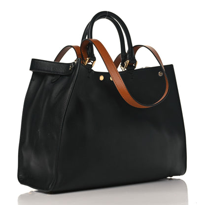Fendi Vitello Seta Century Small Peekaboo X-Tote Black Brandy 3 of 9