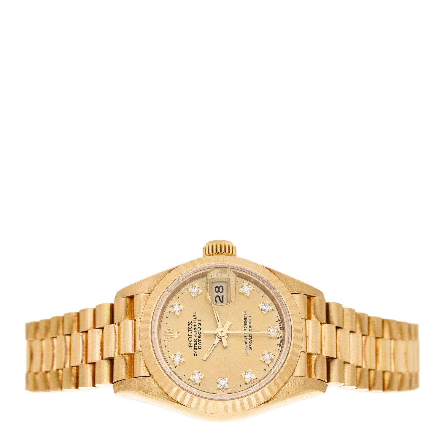 Rolex 18K Yellow Gold Diamond 26mm Datejust President Watch Champagne 69178 2 of 4