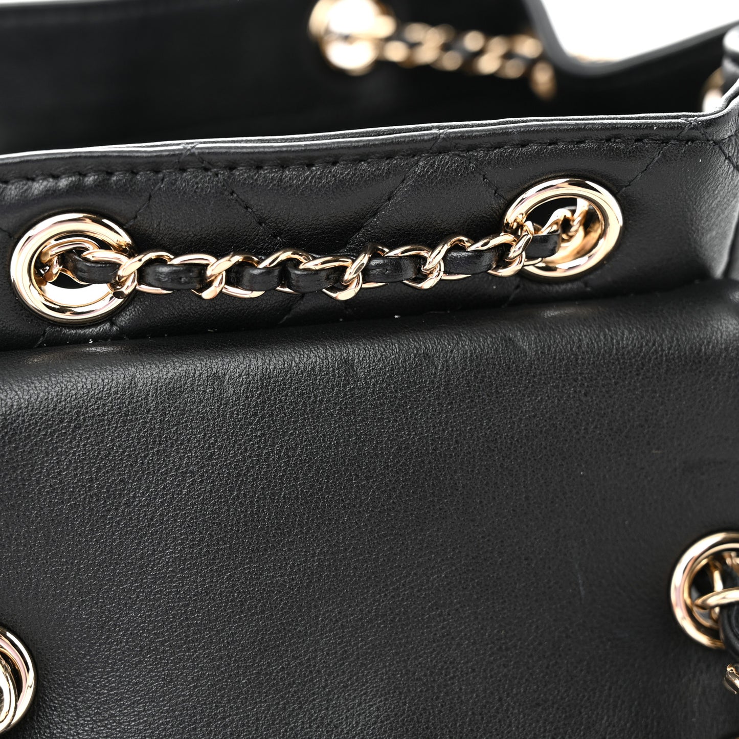 Lambskin Quilted Small Duma Drawstring Backpack Black