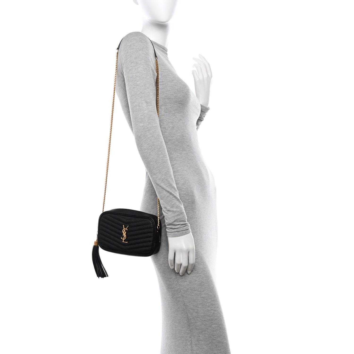 Saint Laurent Grain De Poudre Matelasse Monogram Mini Lou Camera Bag Black 2 of 9