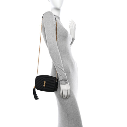 Saint Laurent Grain De Poudre Matelasse Monogram Mini Lou Camera Bag Black 2 of 9