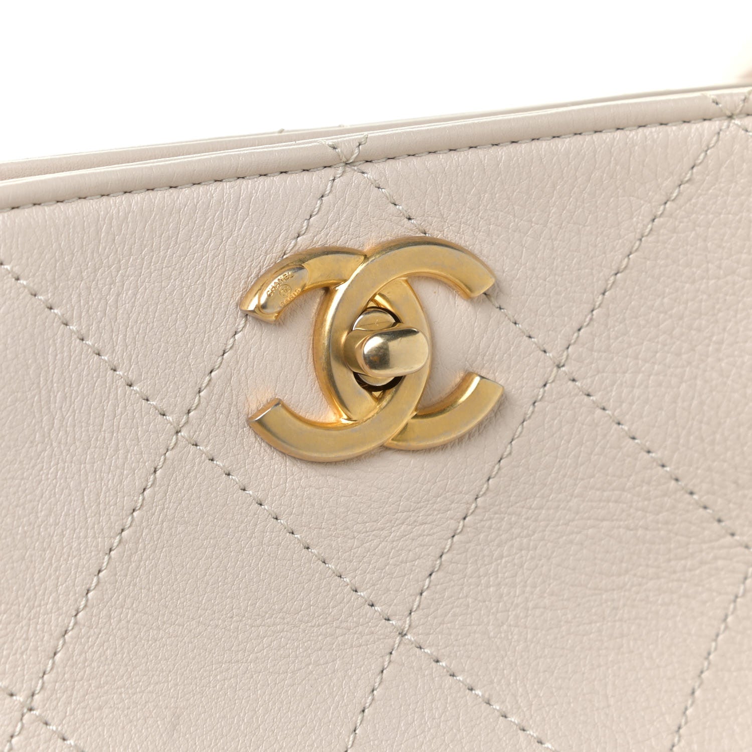 Chanel Calfskin Stitched Large Button Up Hobo Ivory Black 13 of 14