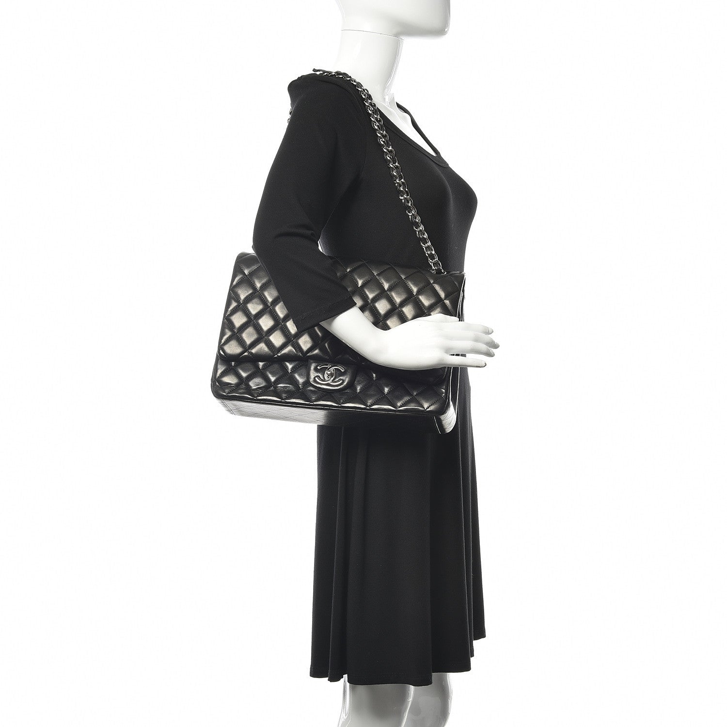 Chanel Lambskin Quilted Maxi Double Flap Black 2 of 15