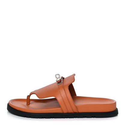 Hermes Calfskin Womens Empire Sandals 39 Marron Glaise 1 of 9