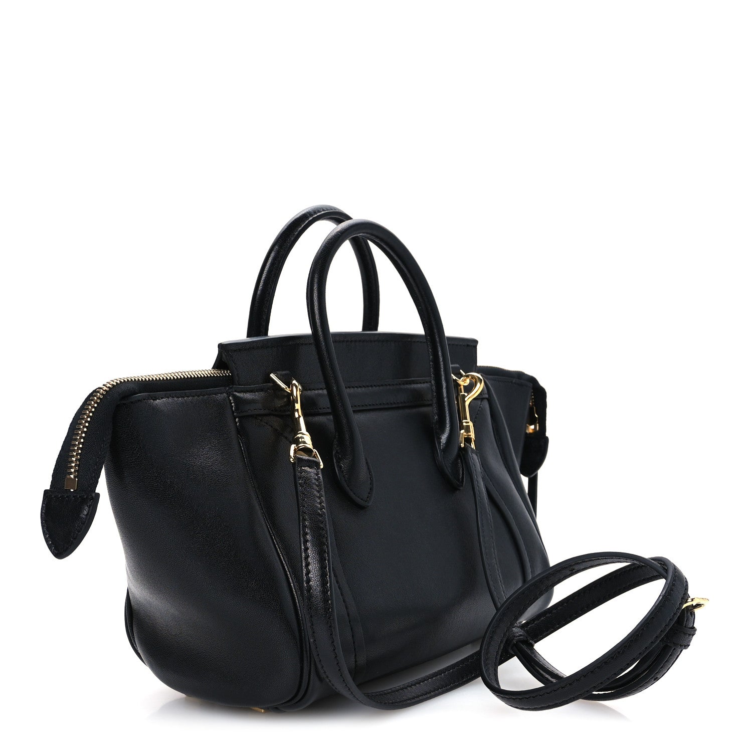 Celine Supple Shiny Lambskin Little New Luggage Black 1957838