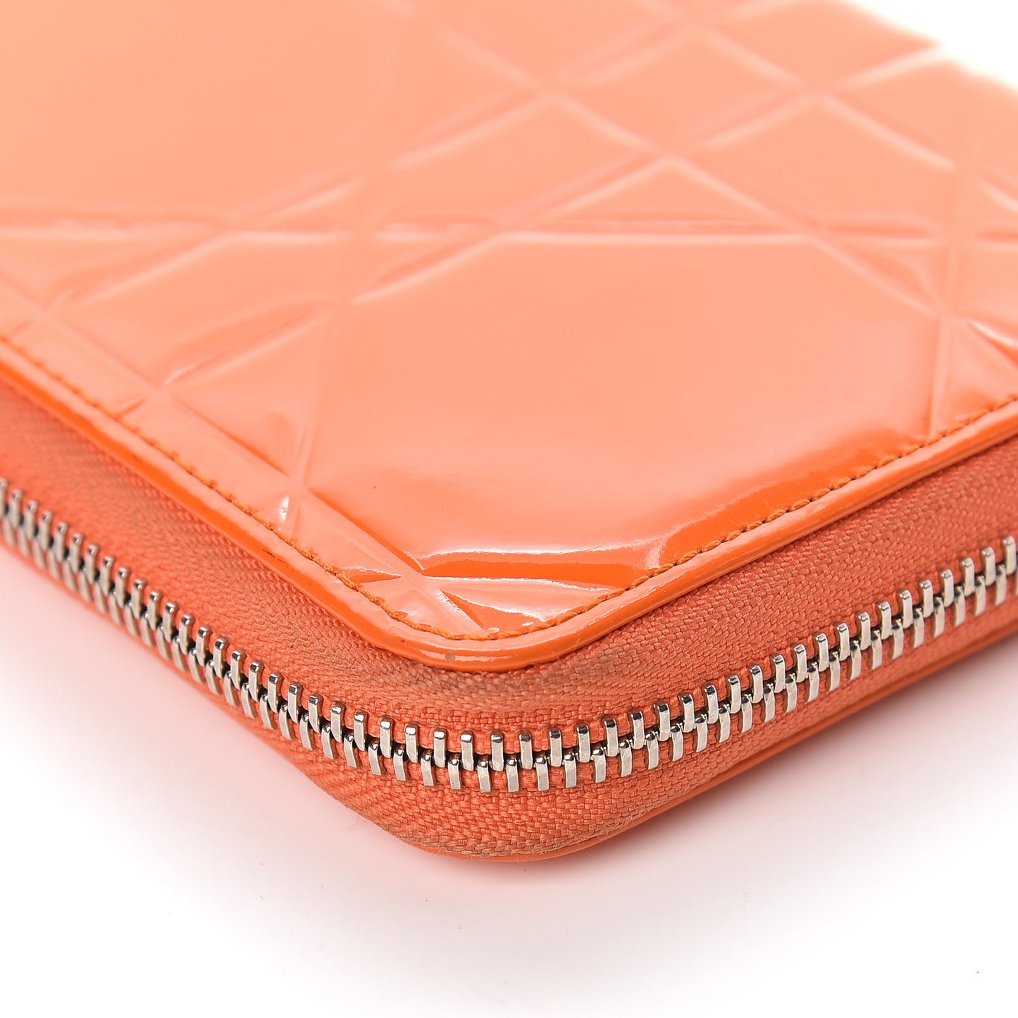 Patent Cannage Zip Around Wallet Orange