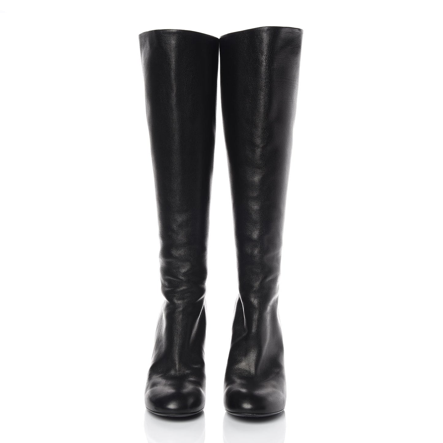 Calfskin Pearl Knee High Boots 38 Black