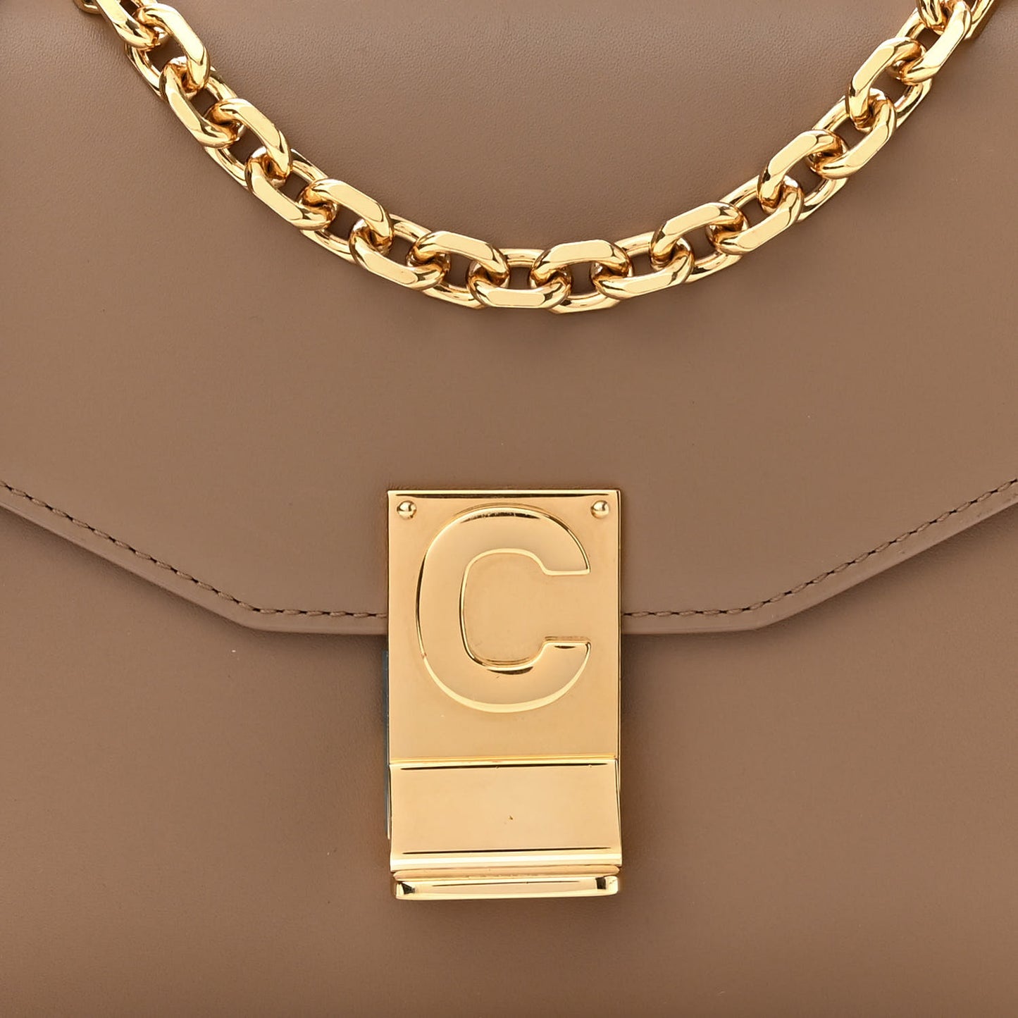 Shiny Calfskin Medium C Bag Camel