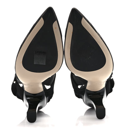 Fendi Technical Mesh FF Colibri 85mm Slingback Pumps 39 Black 5 of 8