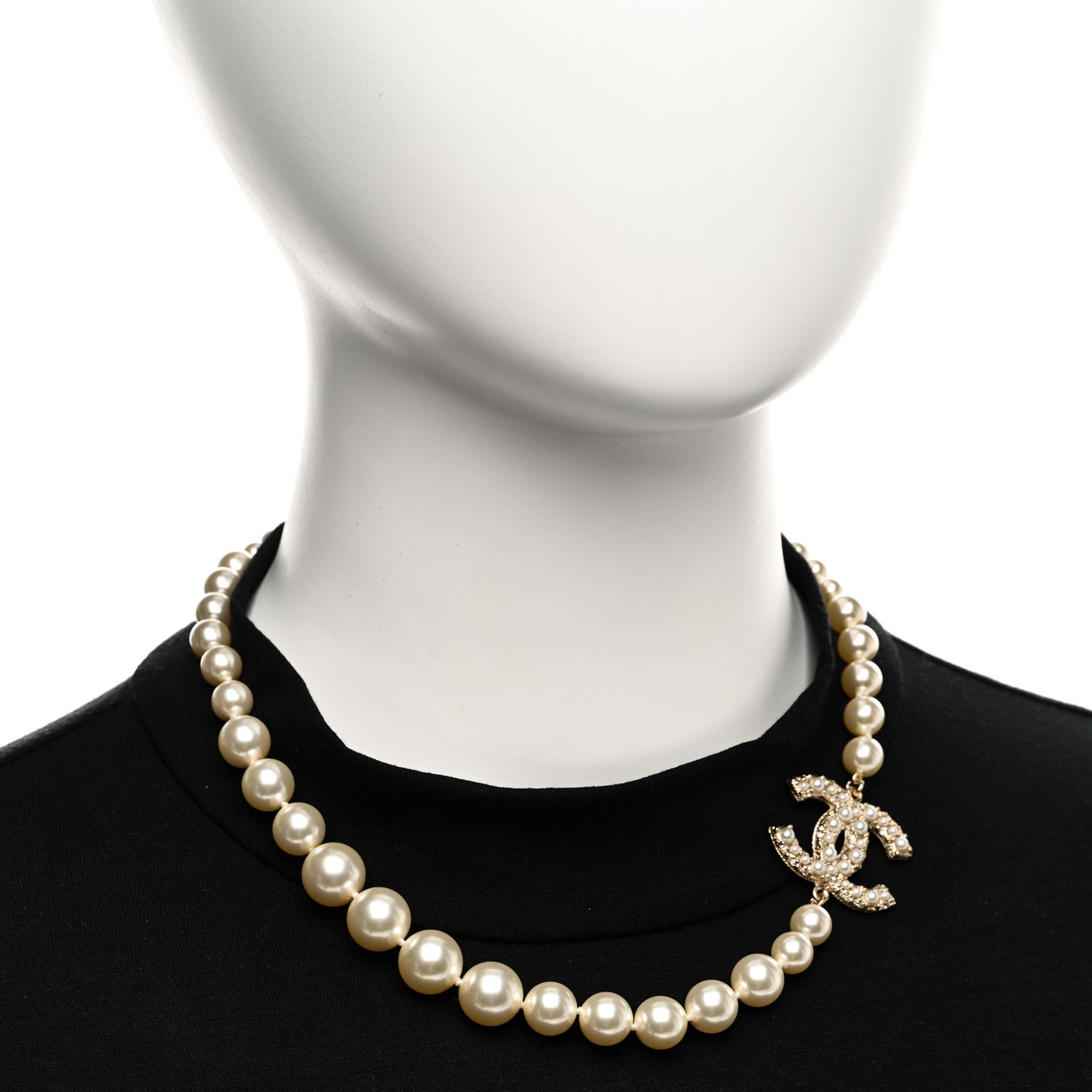Pearl CC 100th Anniversary Necklace Light Gold