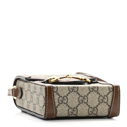 Gucci GG Supreme Monogram Mini Horsebit 1955 Crossbody Bag Beige Brown Sugar 4 of 10