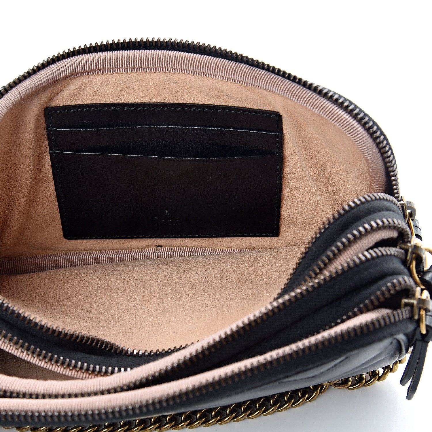 Gucci Calfskin Matelasse Mini GG Marmont Chain Crossbody Bag Black 6 of 9