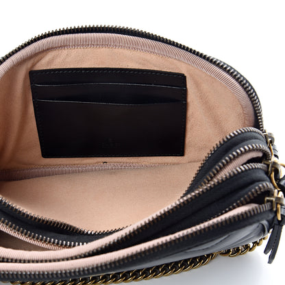 Gucci Calfskin Matelasse Mini GG Marmont Chain Crossbody Bag Black 6 of 9