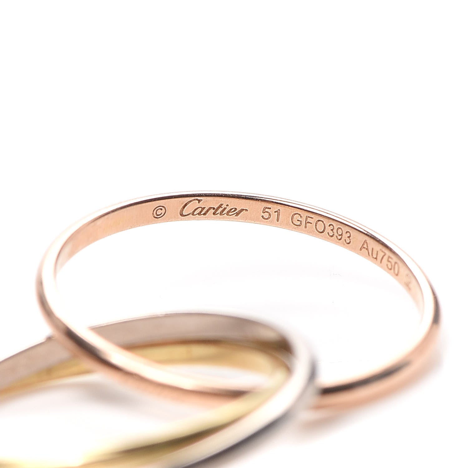 Cartier 18K Pink Yellow White Gold Extra Small Trinity Ring 51 5.75 4 of 5