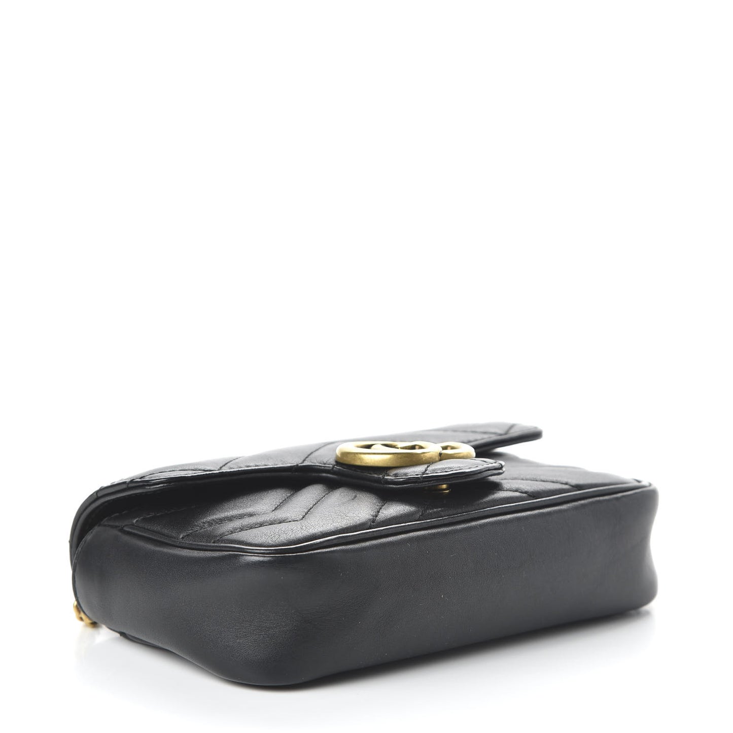 Calfskin Matelasse Super Mini GG Marmont Shoulder Bag Black
