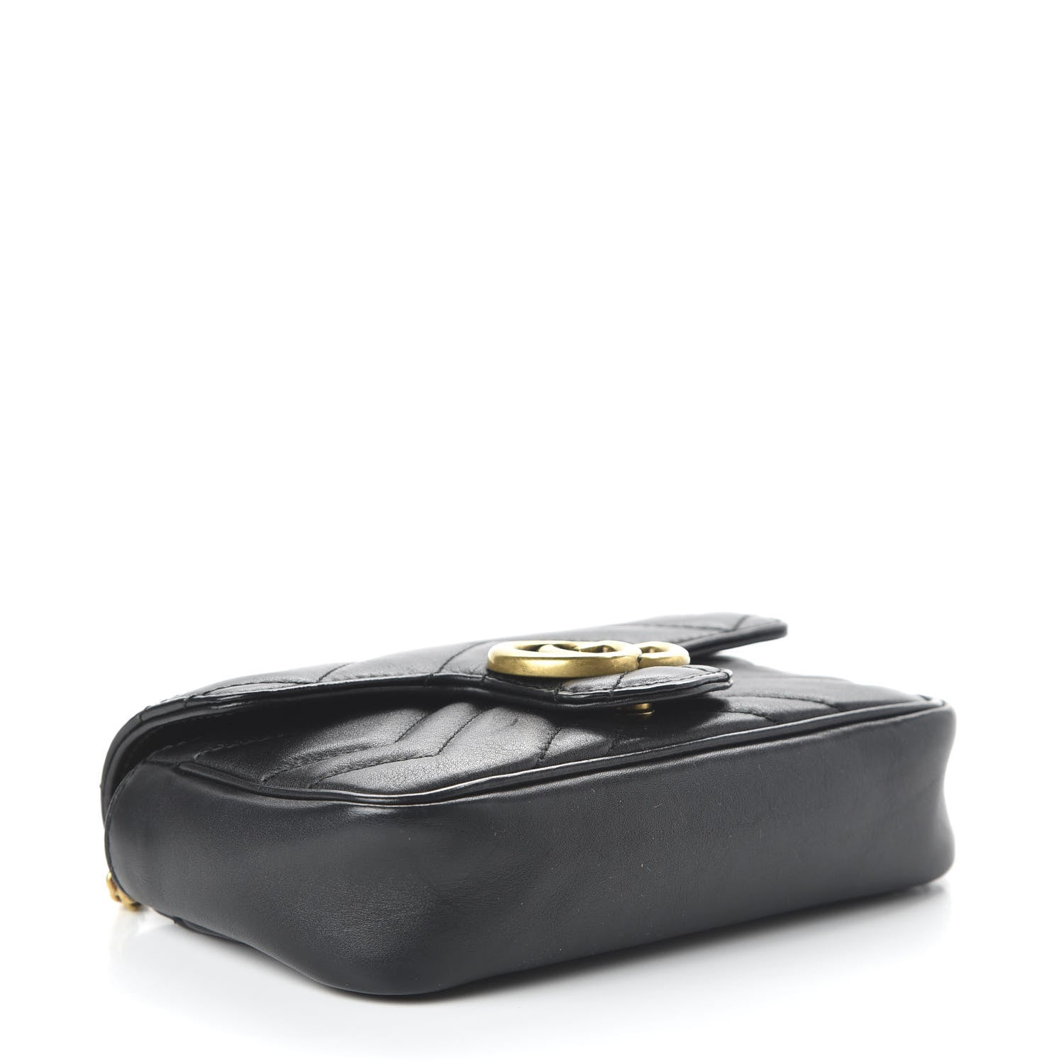 Gucci Calfskin Matelasse Super Mini GG Marmont Shoulder Bag Black 4 of 10