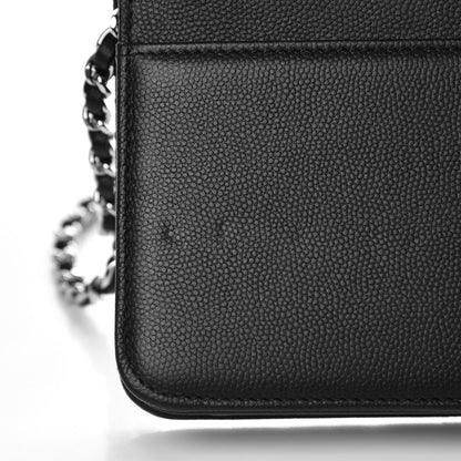 Chanel Caviar Camellia Quilted Wallet On Chain WOC Black 9 of 10