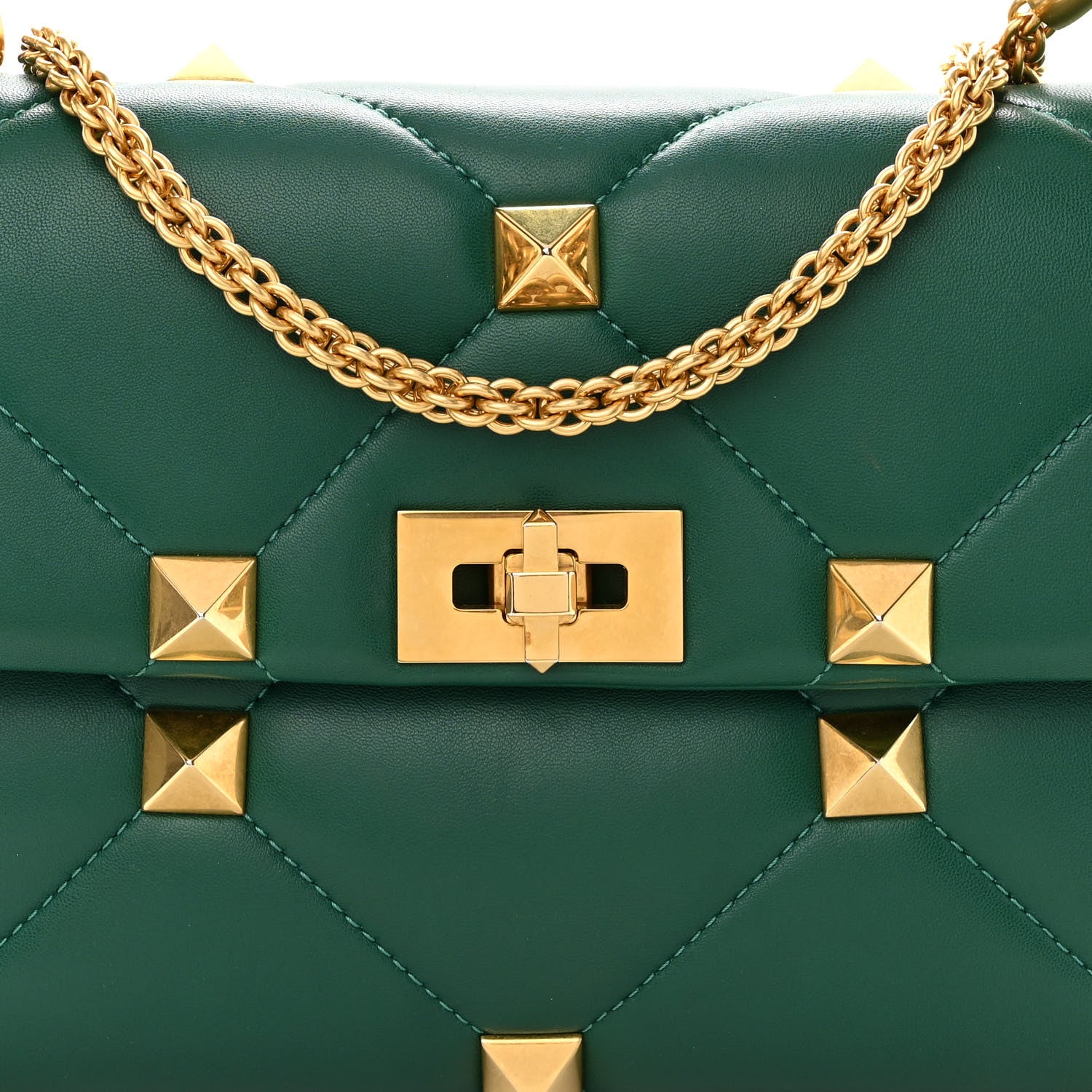 Valentino Garavani Nappa Large Roman Stud Shoulder Bag Jungle 7 of 10