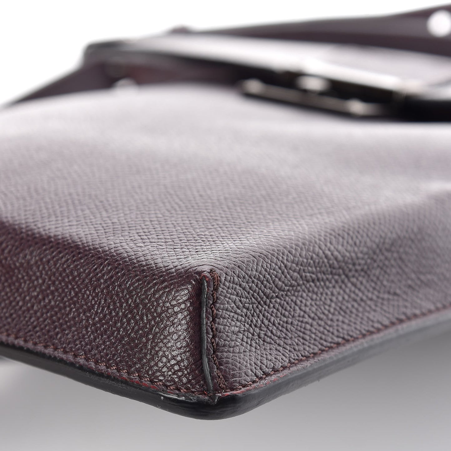 London Grainy Calfskin Collins Flat Crossbody Bag Deep Claret