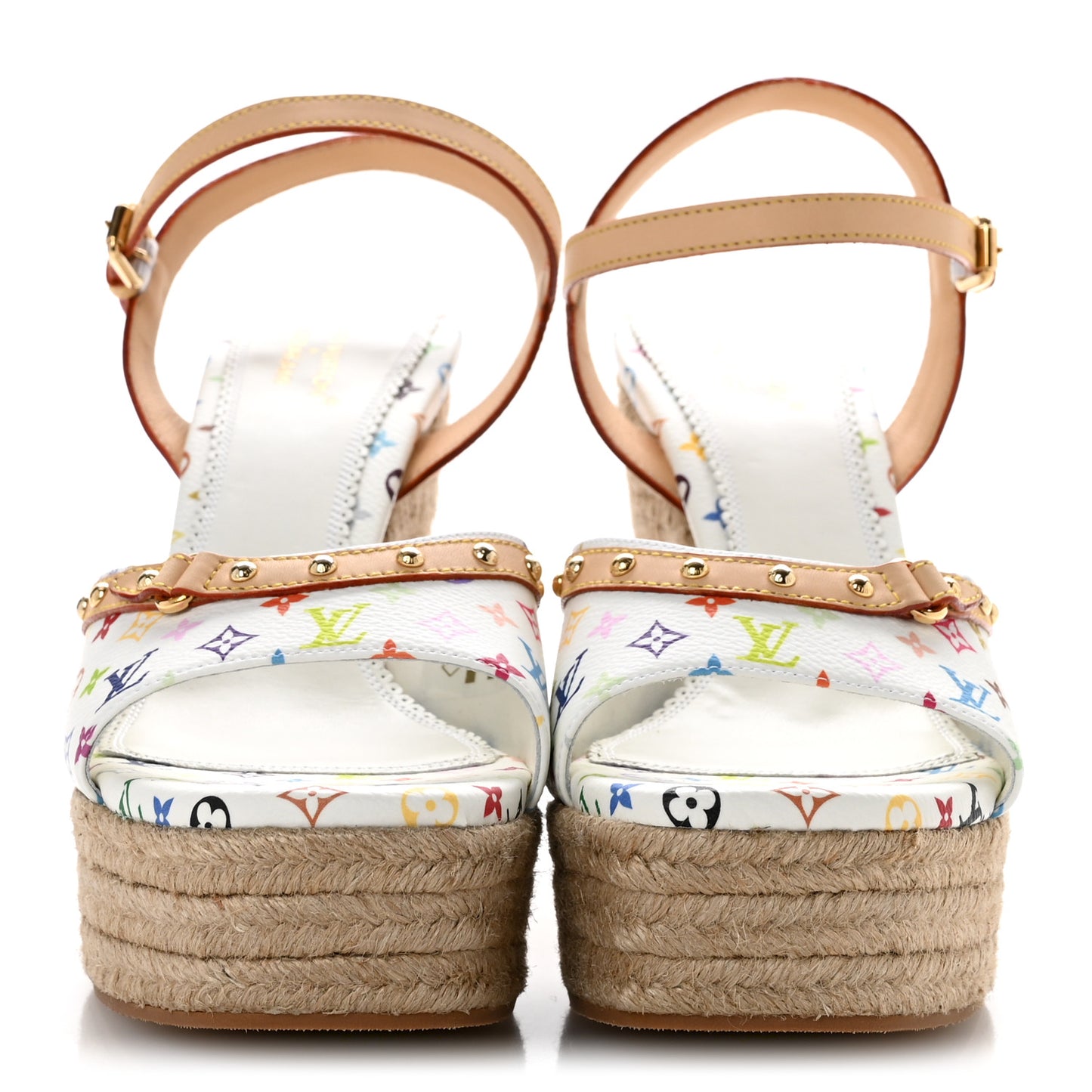 LV X TM Monogram Multicolor Helios Wedge Sandals 40 White