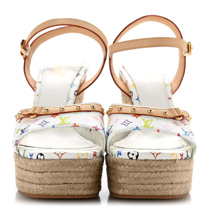 Louis Vuitton LV X TM Monogram Multicolor Helios Wedge Sandals 40 White 3 of 10