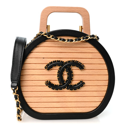 Chanel Beech Wood Lambskin Round CC Vanity Case Black 1 of 10