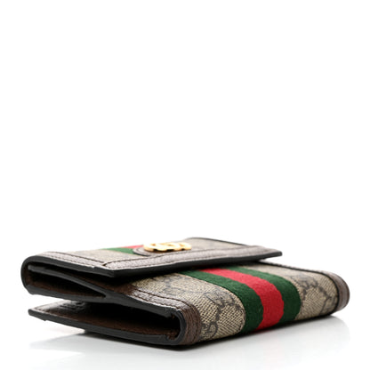 Gucci GG Supreme Monogram Web Ophidia French Flap Wallet Beige New Acero 4 of 11