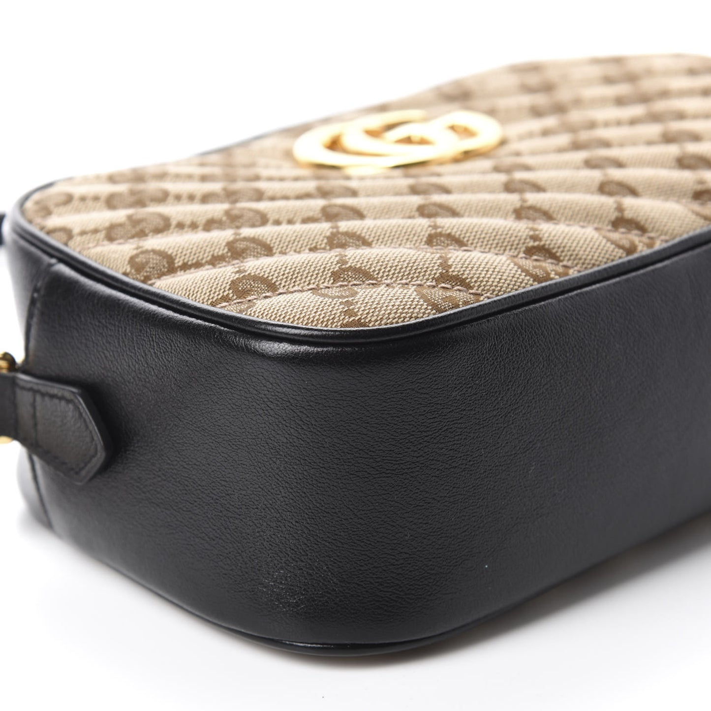 Monogram Matelasse Diagonal Small GG Marmont Chain Shoulder Bag Beige Black