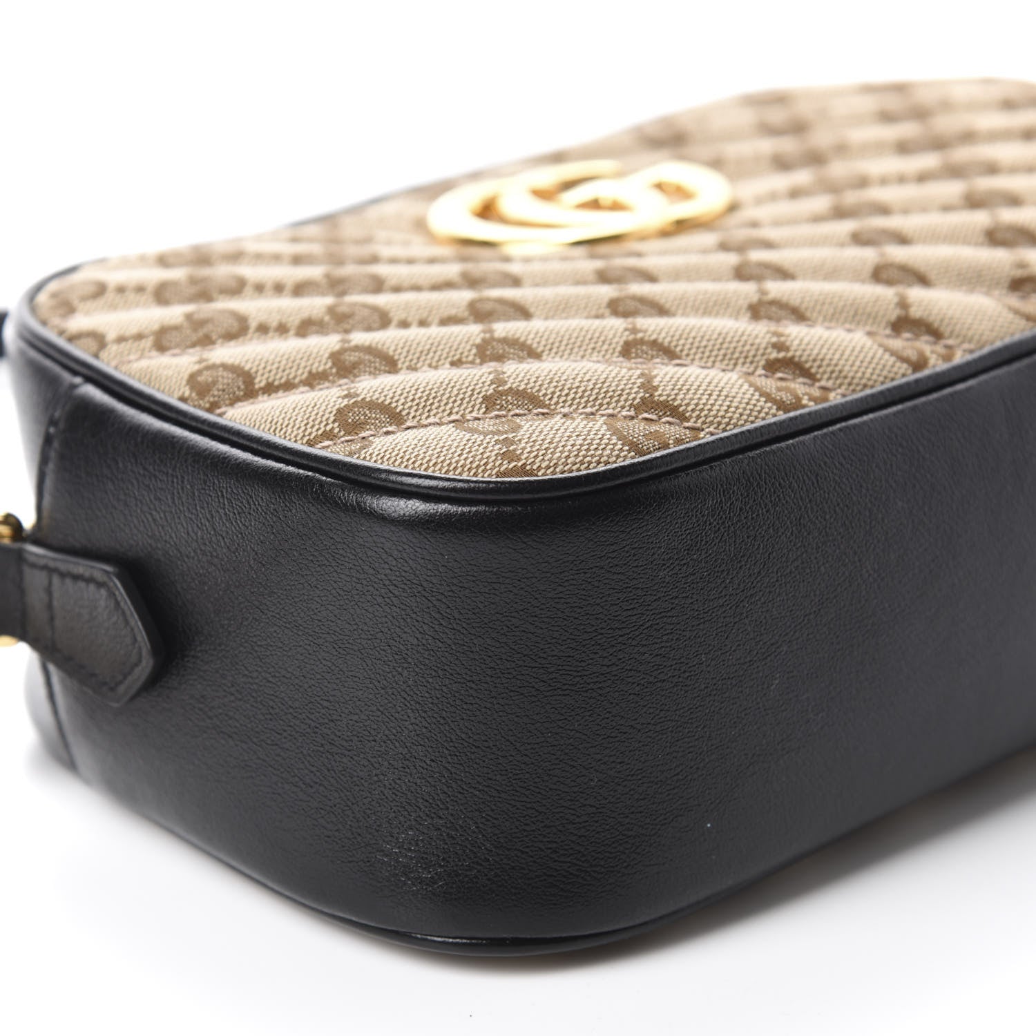 Gucci Monogram Matelasse Diagonal Small GG Marmont Chain Shoulder Bag Beige Black 6 of 10