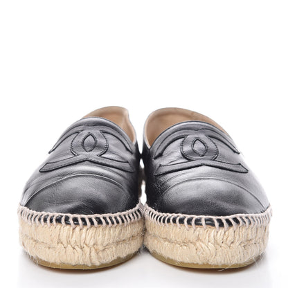 Chanel Lambskin CC Espadrilles 36 Black 2 of 9