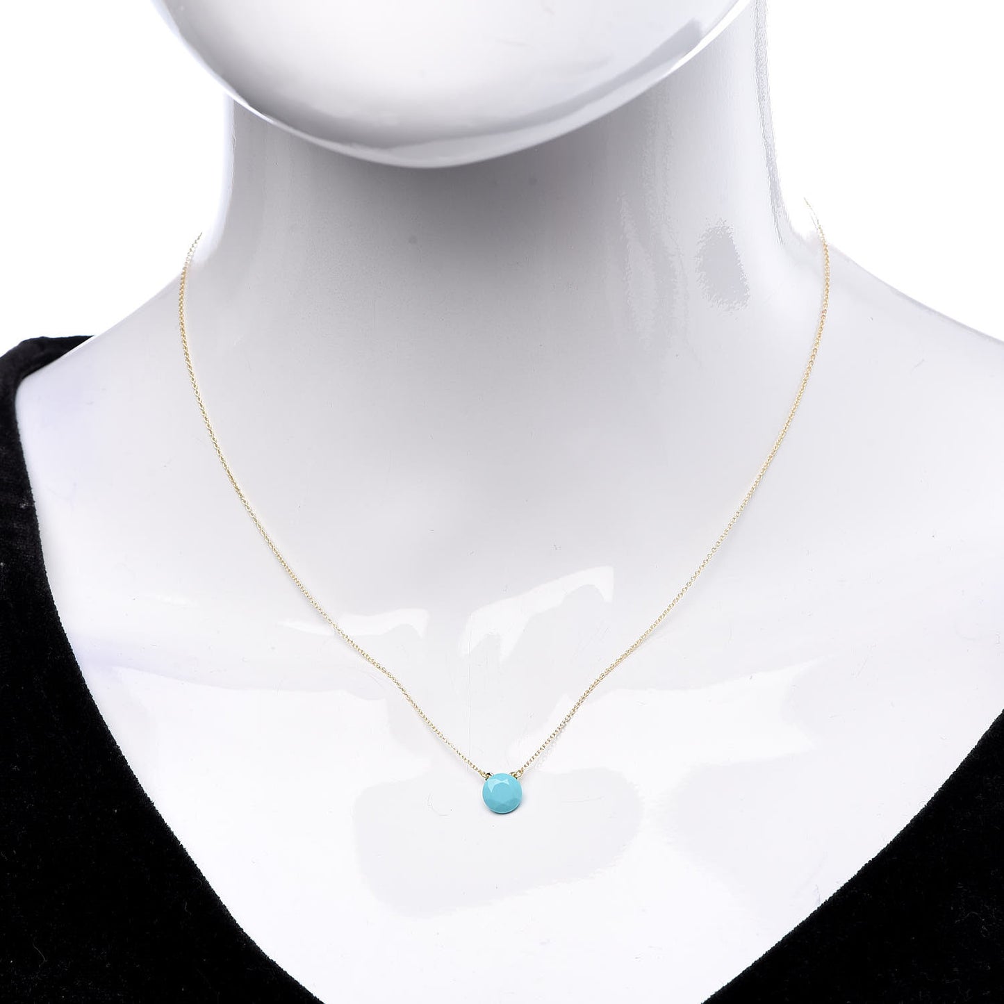18K Yellow Gold Turquoise Elsa Peretti 1 Carat Pendant Necklace
