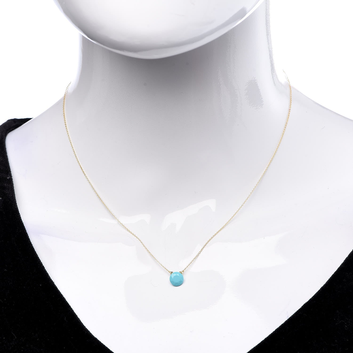 Tiffany 18K Yellow Gold Turquoise Elsa Peretti 1 Carat Pendant Necklace 2 of 7