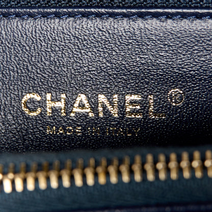 Chanel Aged Calfskin Snakeskin Chevron Quilted Small Coco Handle Flap Navy 7 of 11