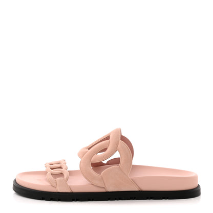 Hermes Suede Goatskin Extra Sandals 37.5 Rose Opaline 1 of 9
