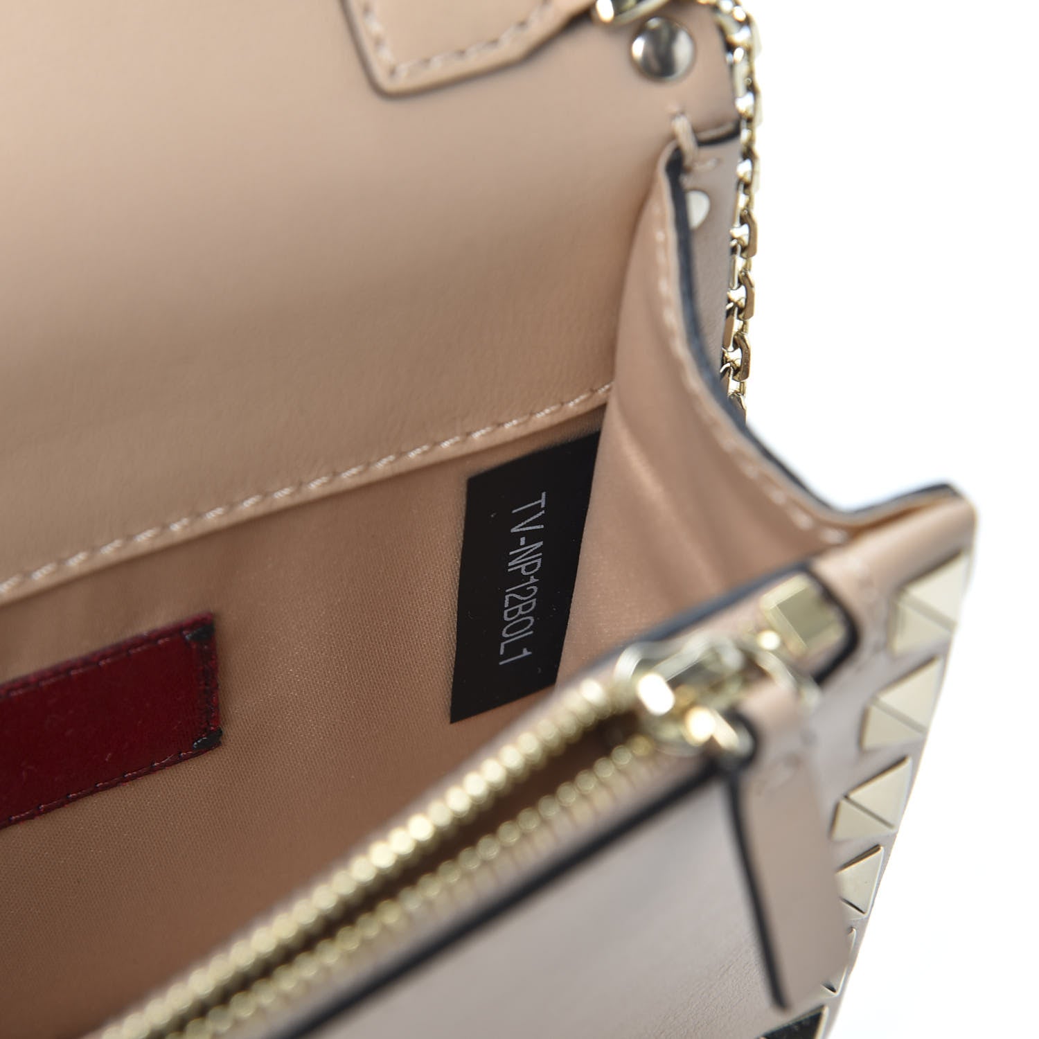 Valentino Garavani Vitello Mini Rockstud Flap Wallet on Chain Camel Rose 9 of 10