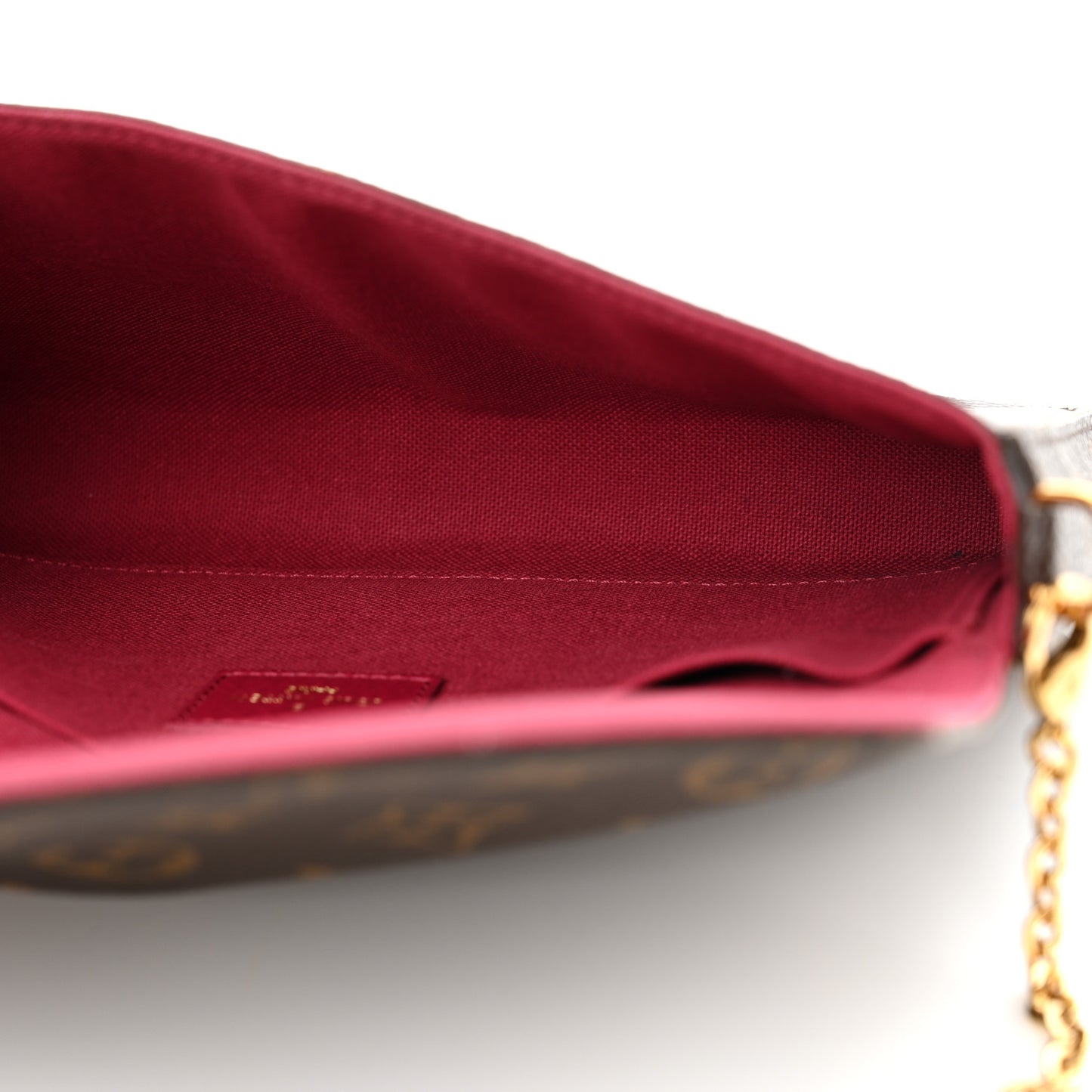 Monogram Pochette Felicie Chain Wallet Fuchsia