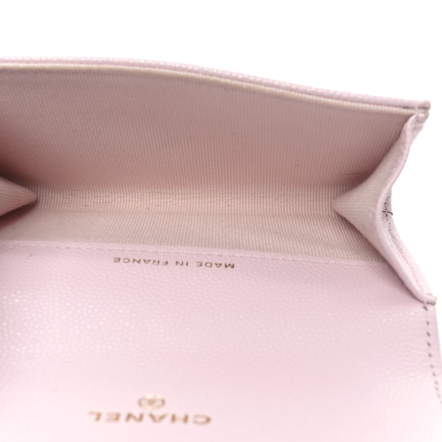 Caviar Quilted Flap Card Holder Wallet Light Pink